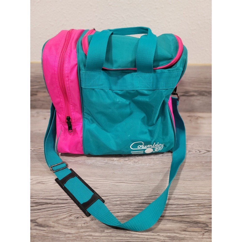 bowling bag purse handbag Pink teal with side pocket Columbia 300